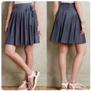Anthropologie Leifsdottir Capella Pleated A-Line Swing Skirt Slate Blue Gray